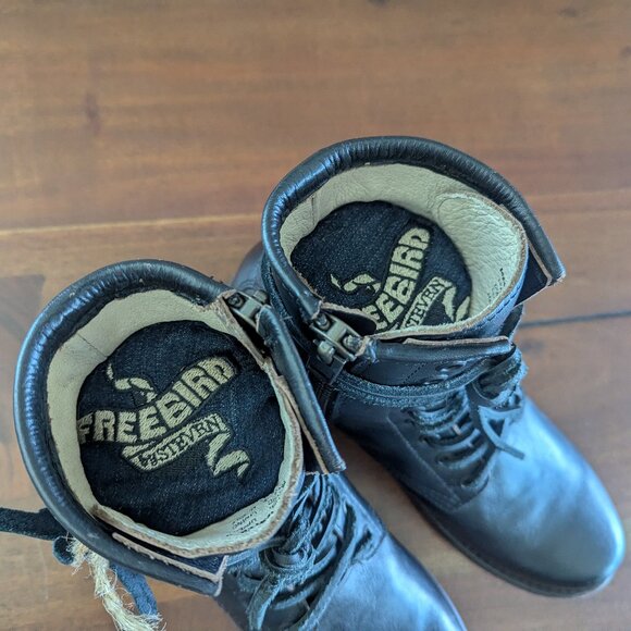 Freebird by Steven Manchester Goodyear Welted Distressed Leather Boots Black 8 - Picture 7 of 14